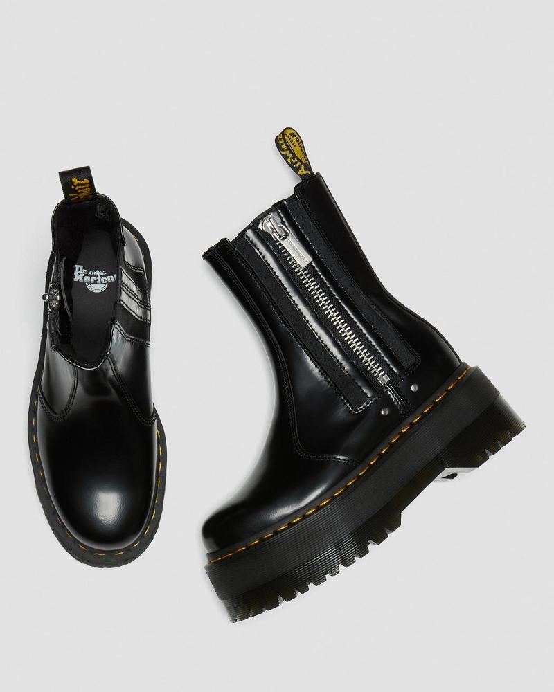 Dr Martens 2976 Max Læder Platform Chelsea Støvler Dame Sort | DK 111YXF